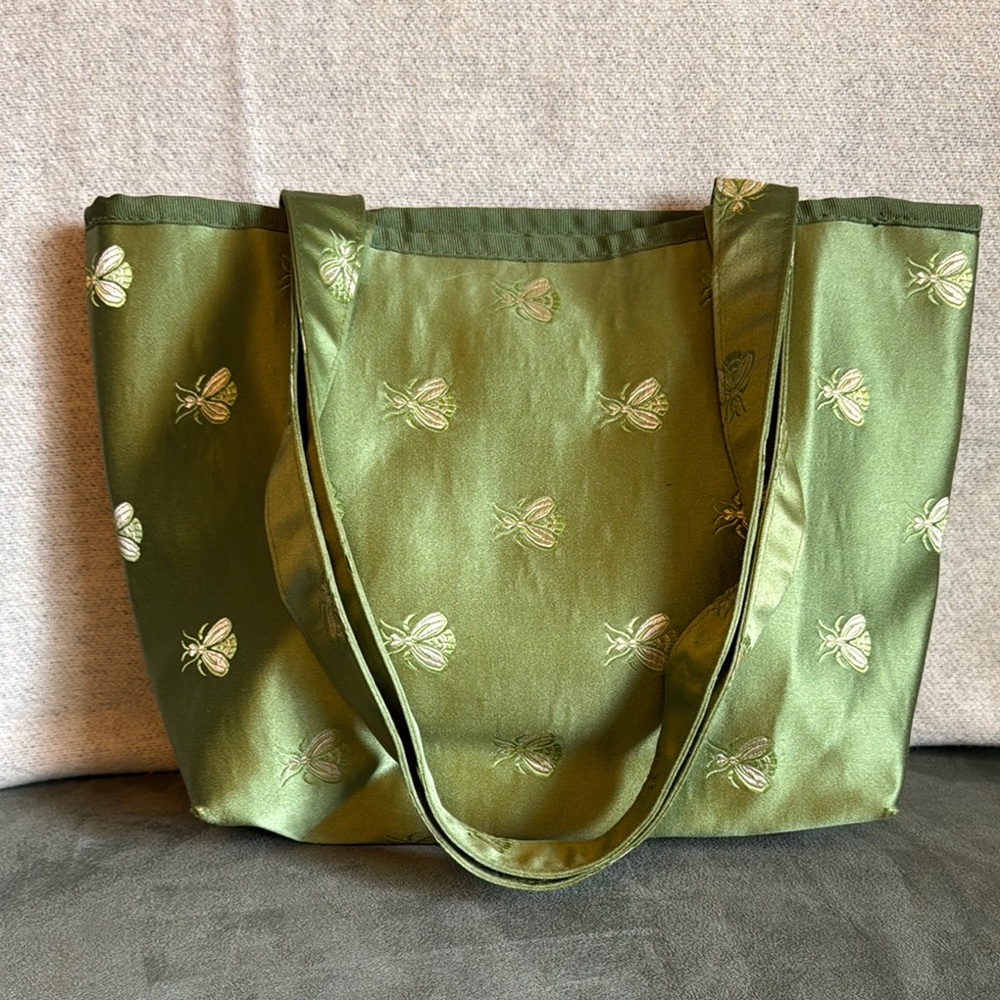 Sally Spicer - Green Tote Bag with Butterfly Design